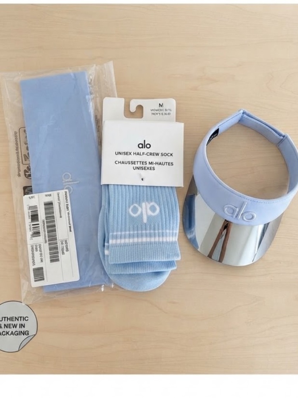 Alo yoga 3pc accessories bundle visor socks headband nwt LOT crew hat gym